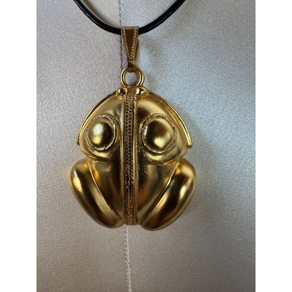 24K Gold Plated Tairona Frog Pendant Necklace Adjustable Chain Handcrafted In Co - Picture 11 of 16